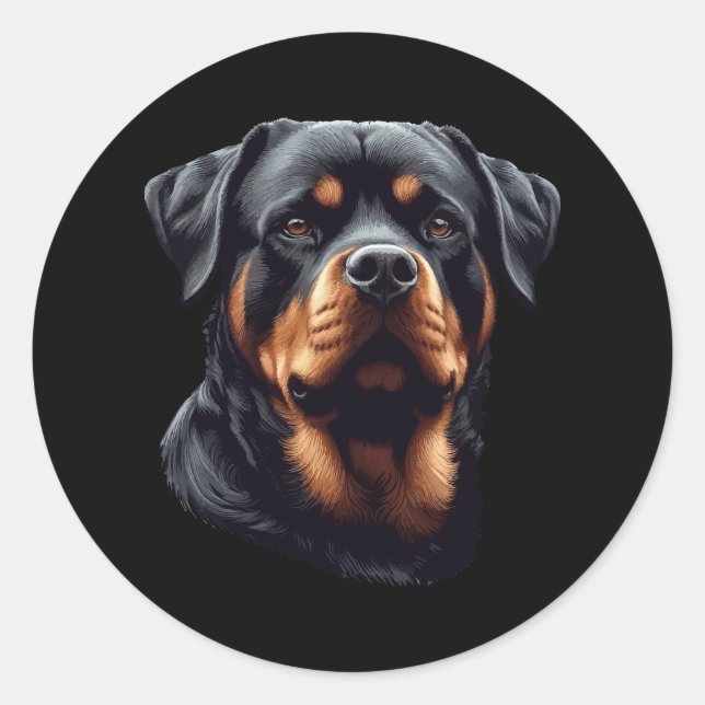 Sticker Rond Rottweiler Stunning Dog Head Art  (Devant)