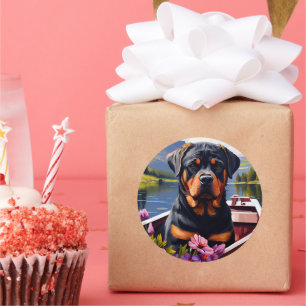 Sticker Rond Rottweiler sur une pédale : une aventure Pittoresq