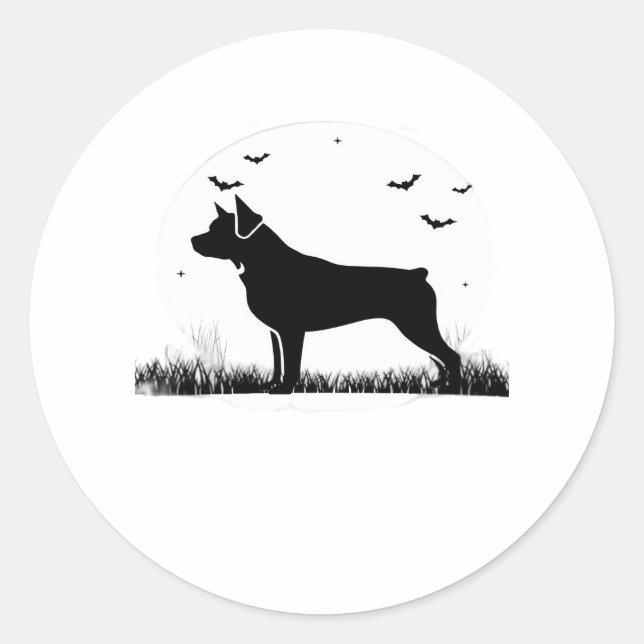 Sticker Rond Rotweiler Chien - Halloween Lune Silhouette Oversi (Devant)