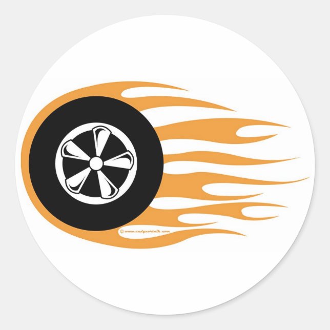 Sticker Rond Roue à tige chaude avec flammes (Devant)
