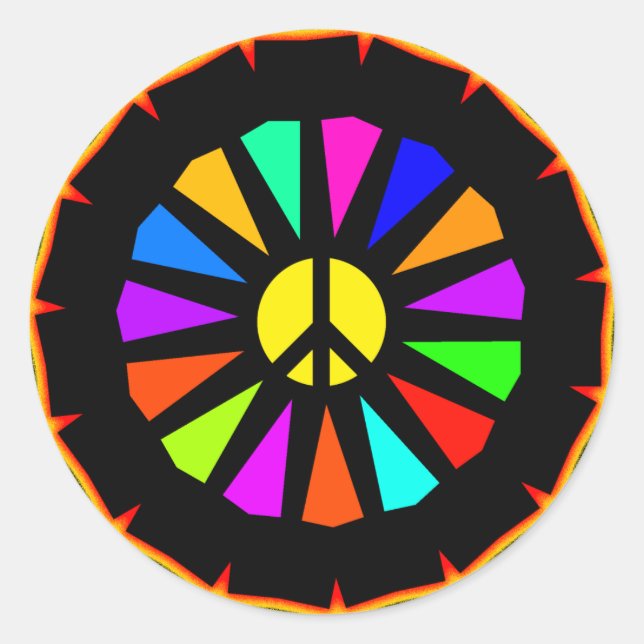 STICKER ROND ROUE DE COULEUR DU SIGNE DE PAIX (Devant)