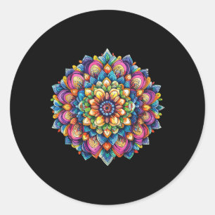 Sticker Rond Roue de fleur de mandala de lotus vibrant de médit