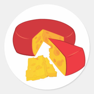 Sticker Rond Roue de fromage cire rouge produit laitier