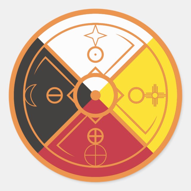 Sticker Rond Roue de médecine sacrée du cerceau (Devant)