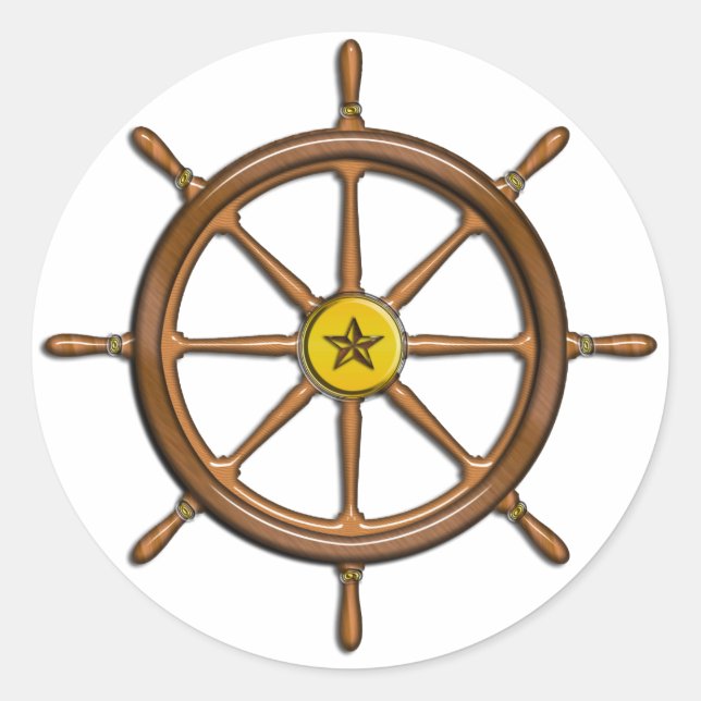 Sticker Rond Roue du bateau en bois (Devant)