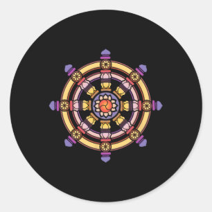 Sticker Rond Roue du Dharma Méditation Lotus Chakras Yoga Dharm