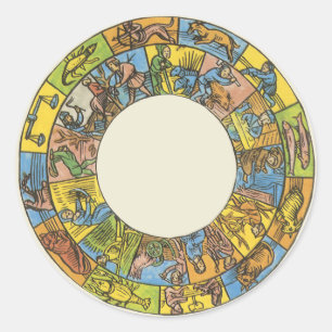 Sticker Rond Roue du zodiaque astrologique céleste vintage