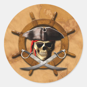 Sticker Rond Roue jolly roger pirate