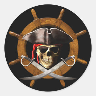 Sticker Rond Roue jolly roger pirate