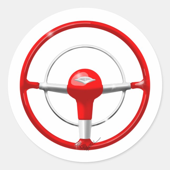 Sticker Rond Roue rouge Chevy 1955 (Devant)