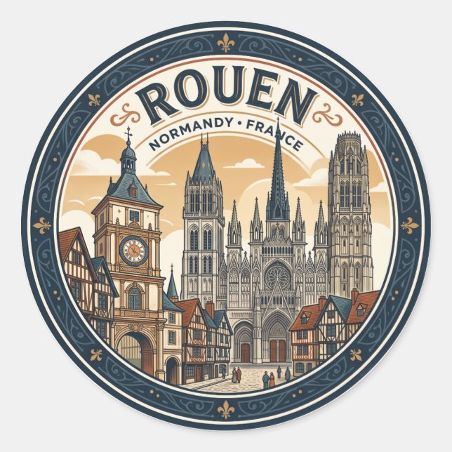 Sticker Rond Rouen France (Devant)