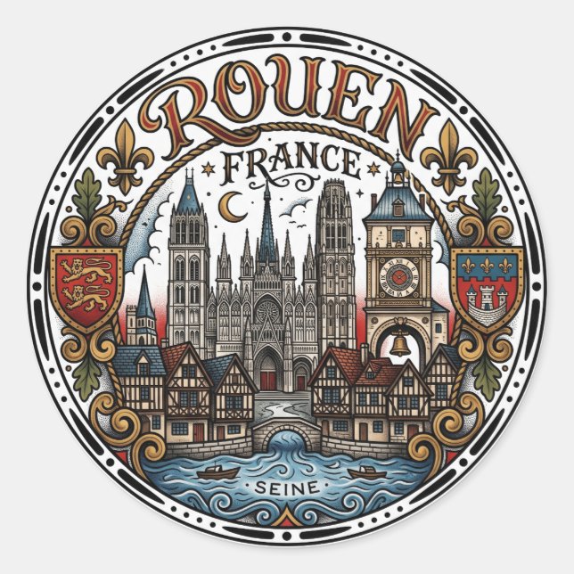 Sticker Rond Rouen, France (Devant)