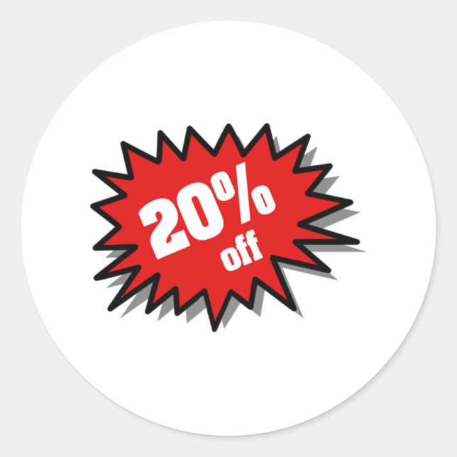 Sticker Rond Rouge 20% désactivé (Devant)