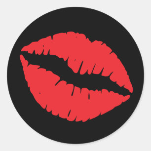 Sticker Rond Rouge à lèvres noir et rouge imprimé