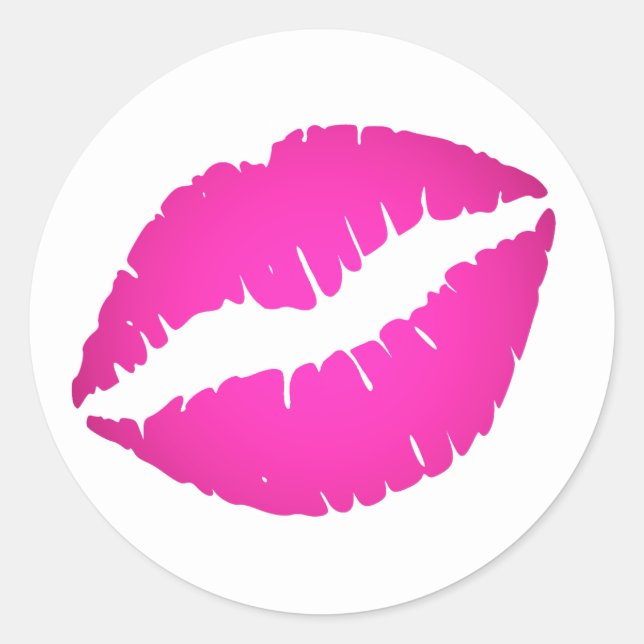 Sticker Rond Rouge à lèvres ombré rose vif Baiser (Devant)