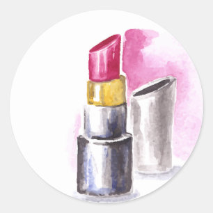 Sticker Rond Rouge à lèvres rose
