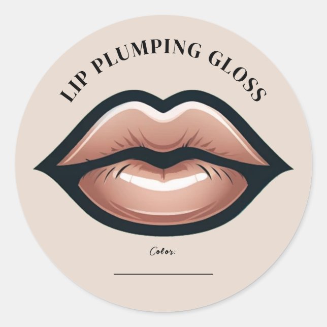 Sticker Rond Rouge à Lèvres Rose Beige Neutre Gloss Léger Maqui (Devant)