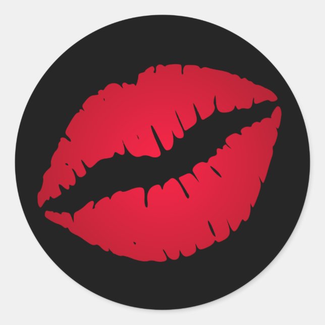 Sticker Rond Rouge à lèvres rouge riche empreinte (Devant)