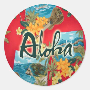 Sticker Rond Rouge Aloha