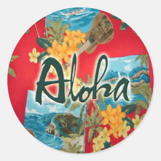 Sticker Rond Rouge Aloha
