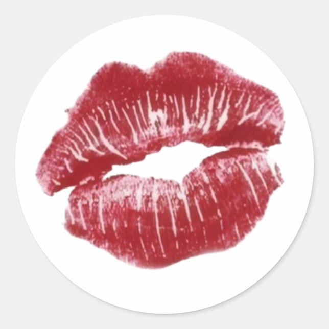 Sticker Rond Rouge Baiser – Une Expression Audacieuse d'Amour (Devant)