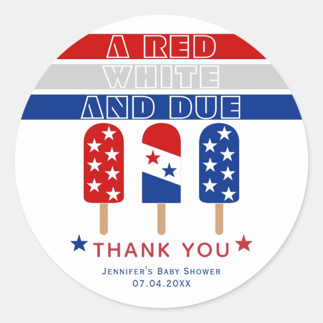 Sticker Rond Rouge blanc 4 juillet coquelicots baby shower (Devant)