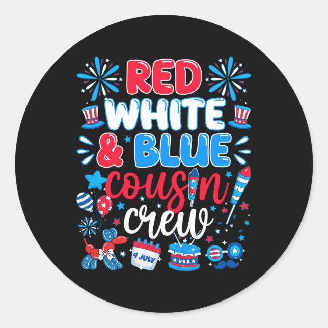 Sticker Rond Rouge blanc &amp; bleu 4 juillet intérieur de l'éq (Devant)