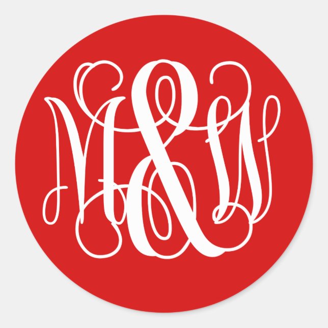 Sticker Rond Rouge Blanc B&G Vigne Monogramme DIY BG (Devant)