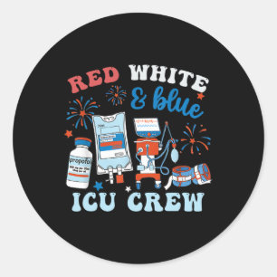 Sticker Rond Rouge Blanc Bleu Icu Équipage Indépendant 4 juille