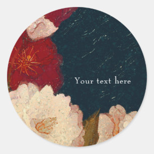 Sticker Rond Rouge & Blanc Élégant Moderne Chic Floral Favorise