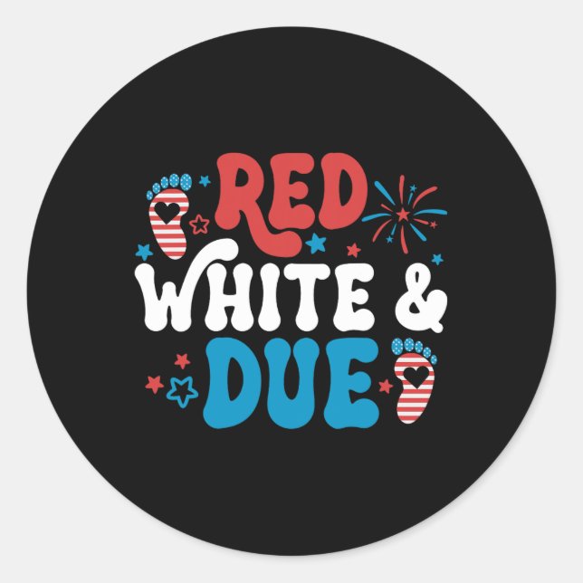 Sticker Rond Rouge Blanc Et 4 juillet Grossesse (Devant)