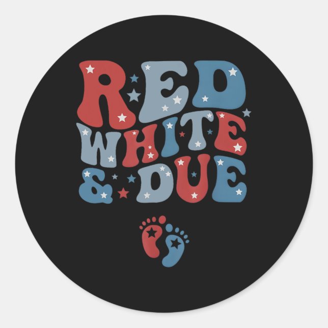 Sticker Rond Rouge Blanc Et 4 juillet Usa (Devant)