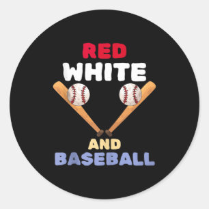 Sticker Rond Rouge blanc et baseball patriotique batte balle 4