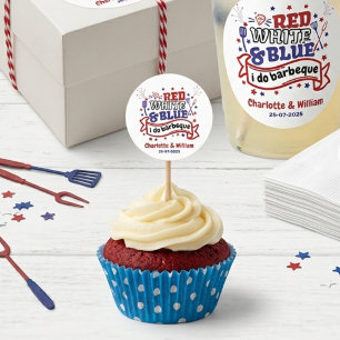 Sticker Rond Rouge Blanc et Bleu je fais un BBQ Couple Enterrem