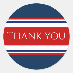 Sticker Rond Rouge Blanc et Bleu Merci