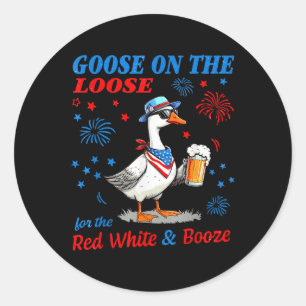 Sticker Rond Rouge Blanc Et Booze Oie 4 Juillet Oie Sur La