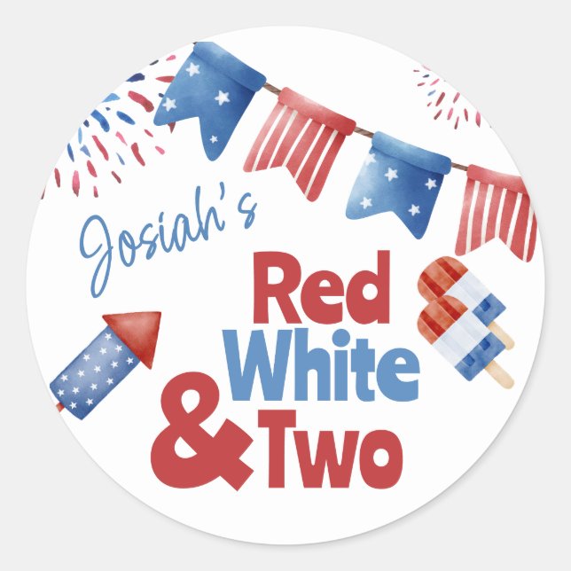 Sticker Rond Rouge blanc et fête d'anniversaire (Devant)