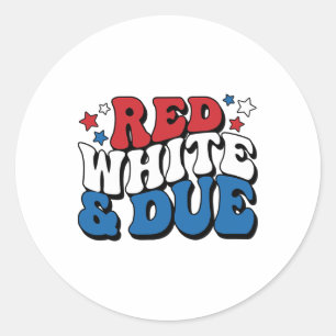 Sticker Rond Rouge Blanc Et Rétro Mignonne 4 juillet Grossesse