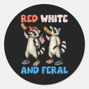 Sticker Rond Rouge Blanc Et Sauvage Drôle Mignon Raton Laveur 4