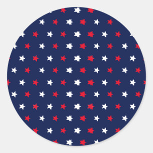 Sticker Rond Rouge blanc étoiles bleu marine américain style 