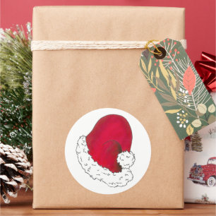Sticker Rond Rouge Blanc Noël Père Noël Père Noël Casquette