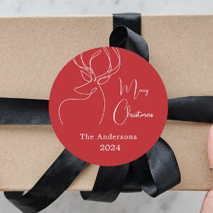 Sticker Rond Rouge blanc rennes abstraits Noël moderne