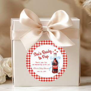 Sticker Rond Rouge & Bleu Elle est prête à éclore Baby Shower