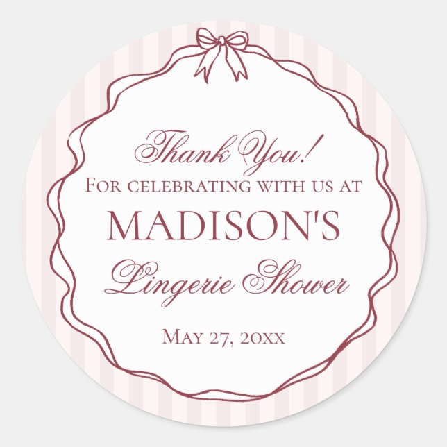 Sticker Rond Rouge Bourgogne Lingerie Douche Enterrement de Vie (Devant)