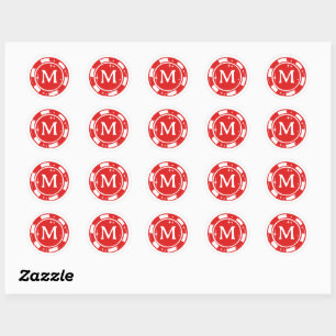 Sticker Rond Rouge Chanceux En Amour Monogramme De Mariage De J