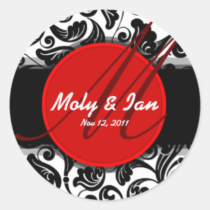 Sticker Rond Rouge classique enregistrer la date mariage autoco