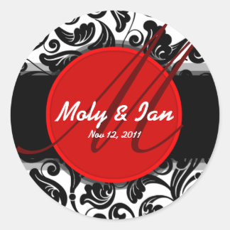 Sticker Rond Rouge classique enregistrer la date mariage autoco