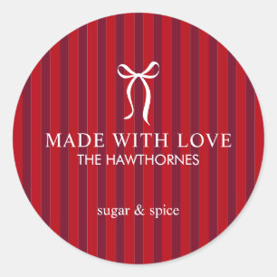 Sticker Rond Rouge Classique Personnalisé Fabriqué avec Amour