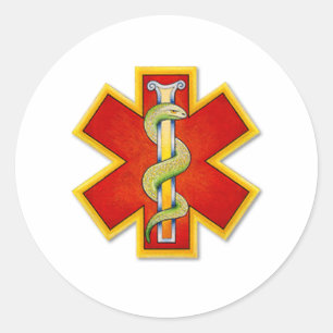 Sticker Rond rouge de logo - or fleuri