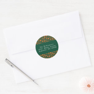 Sticker Rond Rouge de Noël Vert Fleurs Boho Adresse de Retour